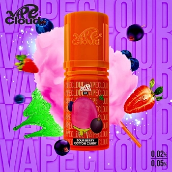 Жидкость для ЭСДН Vape Cloud LUX SALT Sour Berry Cotton Candy 30мл 20мг.